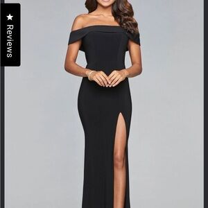 Faviana black off the shoulder dress